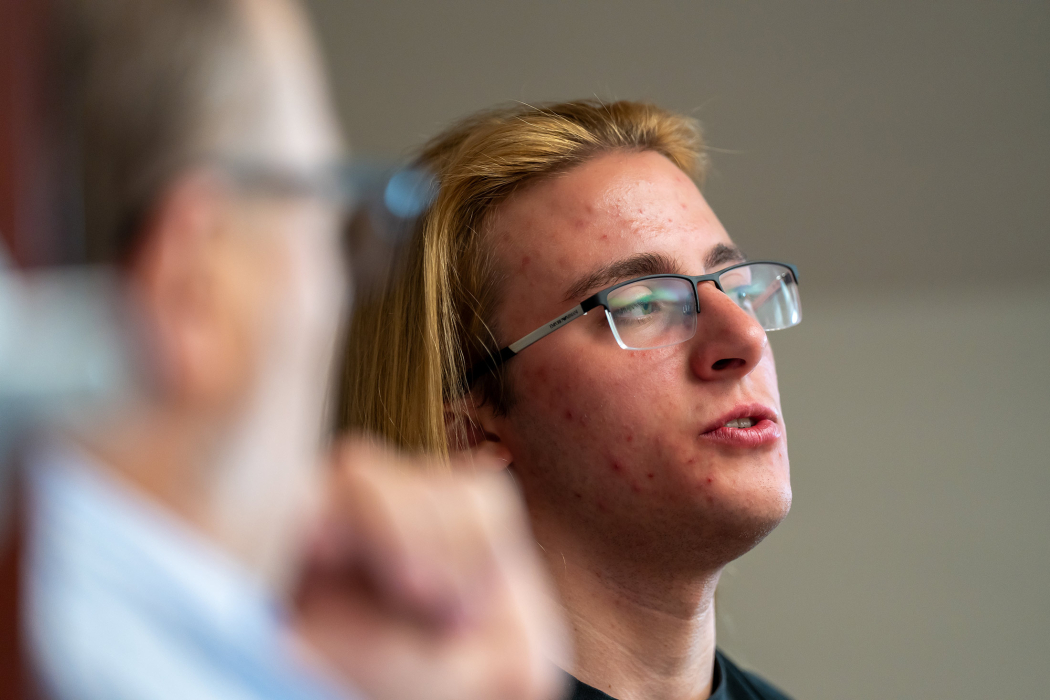 student talks