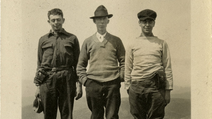 Marshall Family Collection: Bob Marshall Herb Clark and George Marshall Three men stand on mountain top.