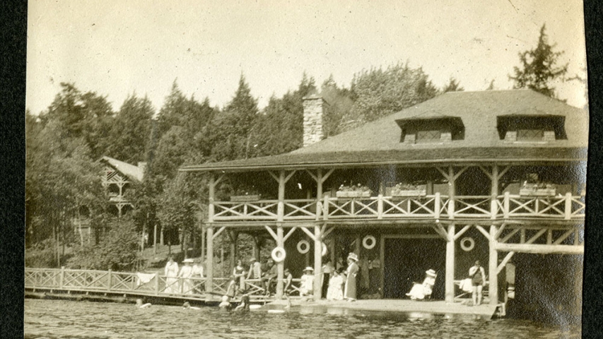 Marshall Family Collection: Knollwood House sitting by a river.