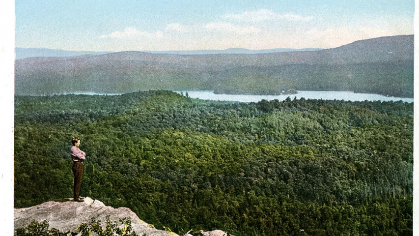 Postcard Collection: Seventh Lake and Seventh Lake Mountains Fulton Chain Overlook of Adirondack forest and lake