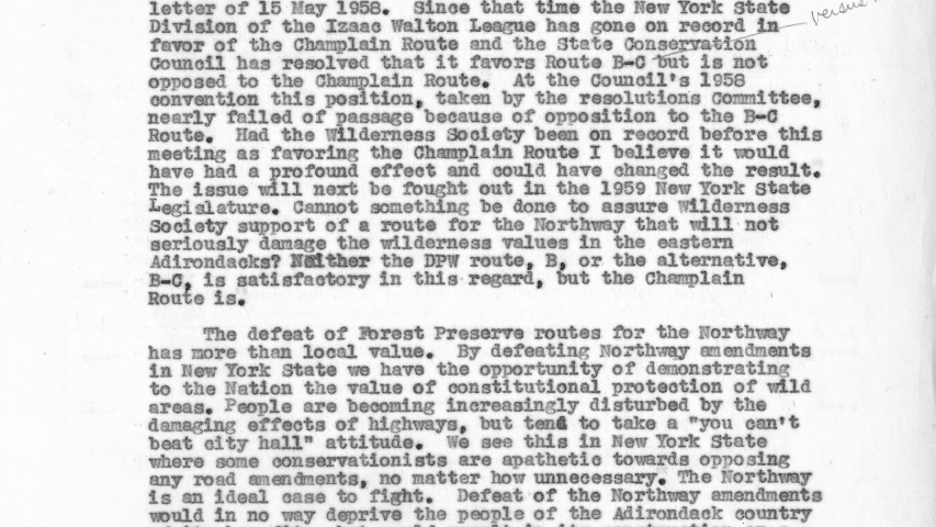 Letter from Arthur Newkirk to Howard Zahniser, October 21, 1958.