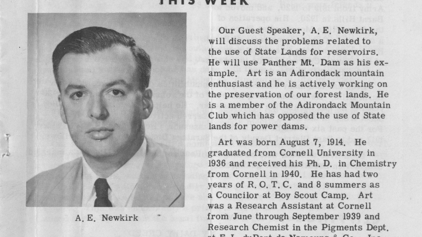 Newkirk Talk in Rotary Club Flyer