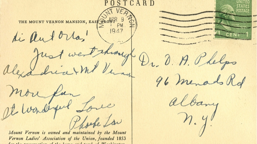 Postcard sent to Dr. Orra Phelps
