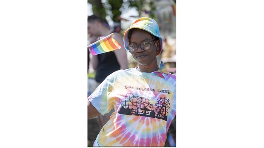 Photo of student on Pride day