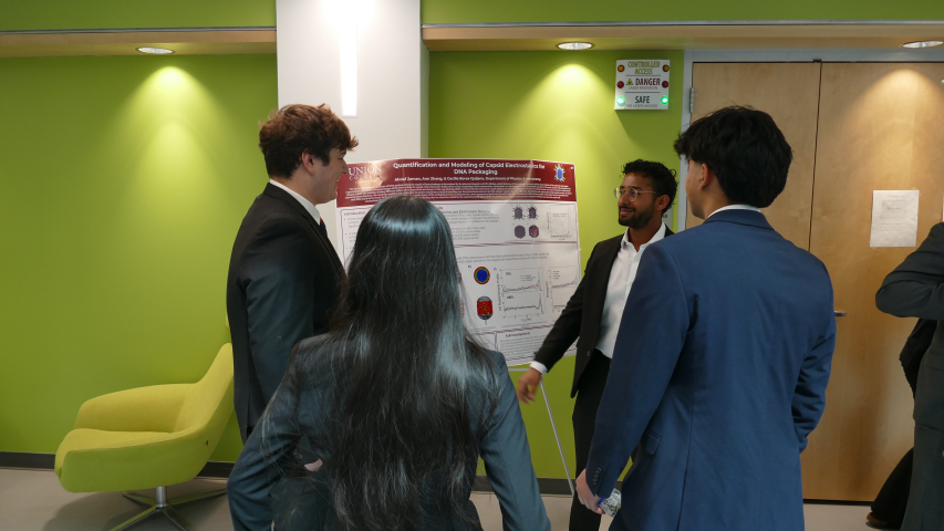 Ahdaf Zaman '27 presenting his research at the 1st annual Combined Degree Student Research symposium
