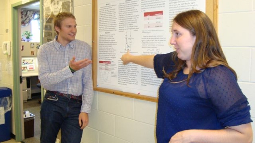 Andrew and Shauna present their research on a quantum optical setup (adviser Chad Orzel).