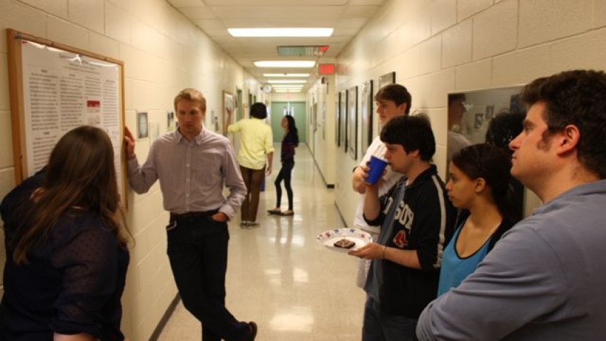 Andrew and Shauna present their research on a quantum optical setup (adviser Chad Orzel).