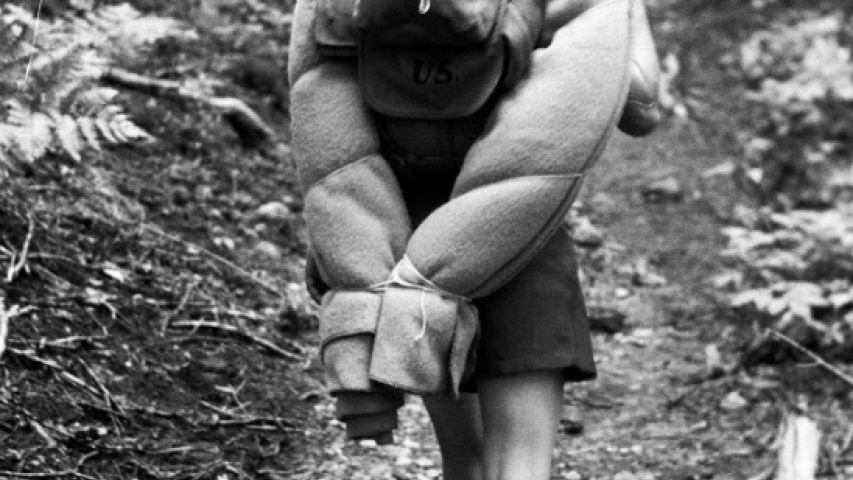 On the Marcy Trail, 1938. Kay is leading the hike.