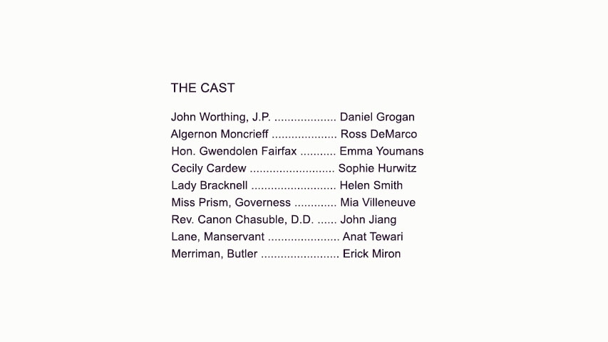 The Importance of Being Earnest Cast