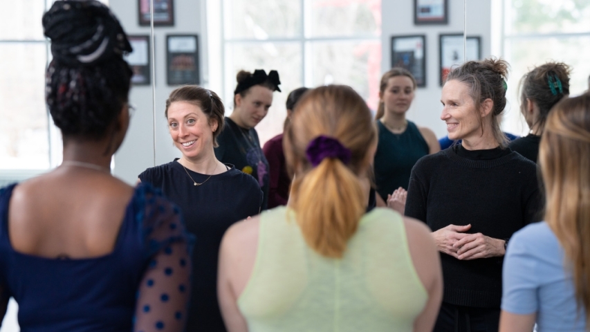 Megan and Laurie chatting with the dancers