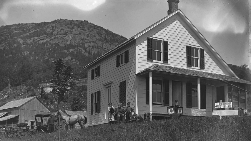 Archival photo of an Adirondack family
