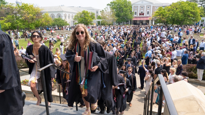 Students entering the Nott after receiving their diplomas.