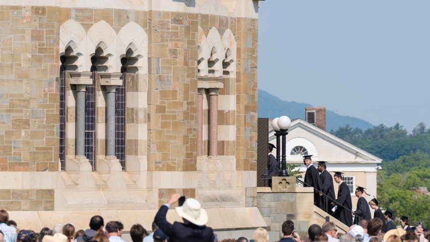 Students processing through the Nott on their way to Commencement ceremony.