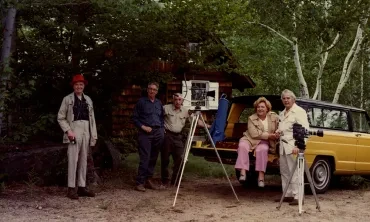 Paul Schaefer and others get ready for a day’s filming