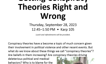 Thursday, September 28, 2023: Joseph Uscinski, Ph.D. ~ Getting Conspiracy Theories Right and Wrong