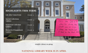 Schaffer Library newsletter cover issue 15 Spring 2025