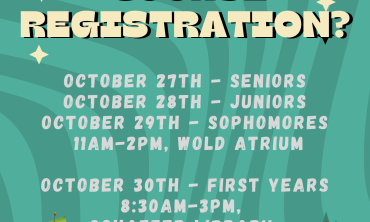 Turquoise flyer with date and location of event