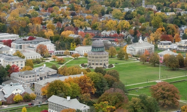 An aerial view of campus