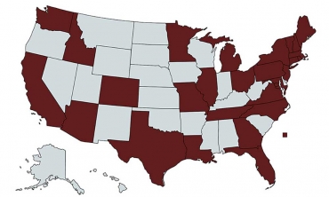 Map showing Class of 2020 home states