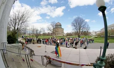 Pride Walk is one of many programs in which the campus community celebrates diversity.