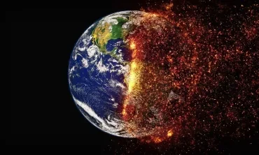 Photo of the earth and half is on fire