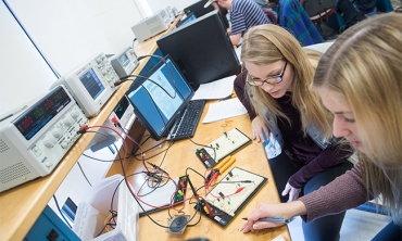 Students in one of the electrical engineering labs