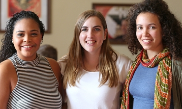 Organizers of Identity Dialogues, from left, Mayte Martinez '18, Antonia "Toni" Batha '17 and Maya Whalen-Kipp '16