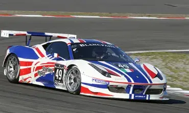 Photo shows a race car