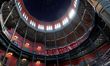 Contractors are assembling scaffolding inside the Nott Memorial to repair damage to the ornate ceiling that was caused by a roof leak. The Nott will be closed for up to three months.