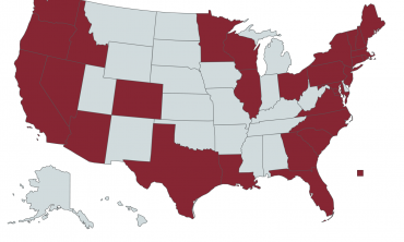 A map of the states where the Class of 2022 is from