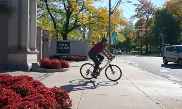 President Harris bikes around Schenectady