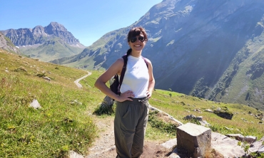 Emily Rocha, director of Student Activities, during a hike in the Swiss Alps.