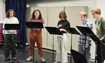 Students in a rehearsal for a theatrical production