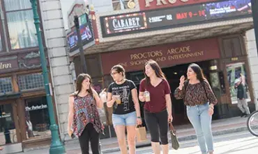 Students on a downtown stroll