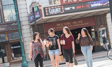 Students on a downtown stroll