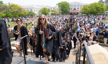 Students entering the Nott after receiving their diplomas.