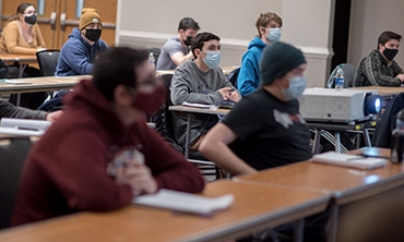 Classroom showing students with masks during covid