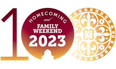 2023 Homecoming & Family Weekend 100 years logo