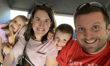 The DeSienos -- from left, Lena, Kay, Colin and Matt - ride to the top of the Gateway Arch in St. Louis during their summer vacation.