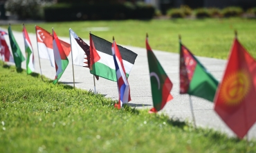 A row of international flags