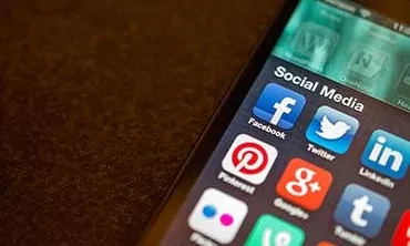 A close up of social media icons on a mobile device