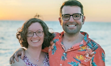 Luke Dosiek, associate professor of electrical, computer and biomedical engineering, with his wife, Stephanie, at Fort Niagara in Youngstown, N.Y.