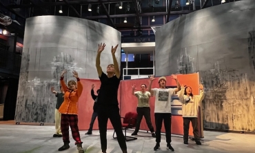 Students performing in a theater production