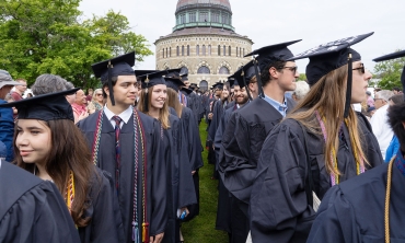 Commencement students in line