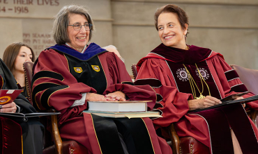 Founders Day speaker Judith G. Dein ’76, a federal magistrate judge, with President Elizabeth Kiss.