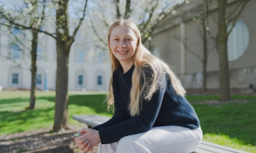 As a first-year student, Elsie Paxton '27 joined a project led by Kristin A. Bidoshi, professor of Russian, to teach English to Ukrainian children affected by the ongoing war with Russia. Since then, the mechanical engineering major has taught (via Zoom) more than 60 children aged 6-16. “Despite coming from families fractured by the war, our lessons are filled with silliness,” said Paxton, who recently completed her minor in English literature. “Laughter is a common language, connecting us even when words f