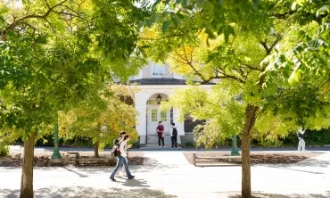 Students walk on Union College's campus