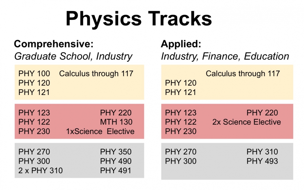 Physics Tracks: Courses
