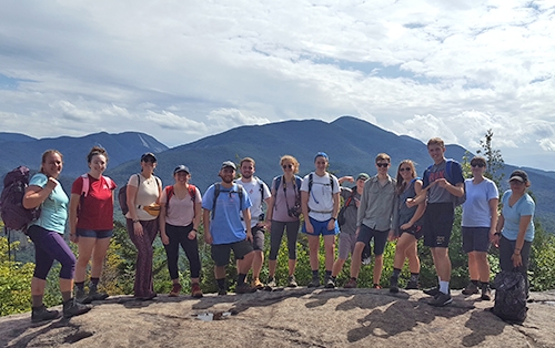 Union College students hiking Mt. Jo in the Adirondack mountains